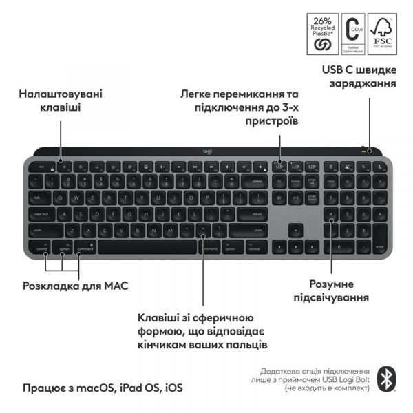   Logitech MX Keys S for Mac Space Grey (920-011637) -  6