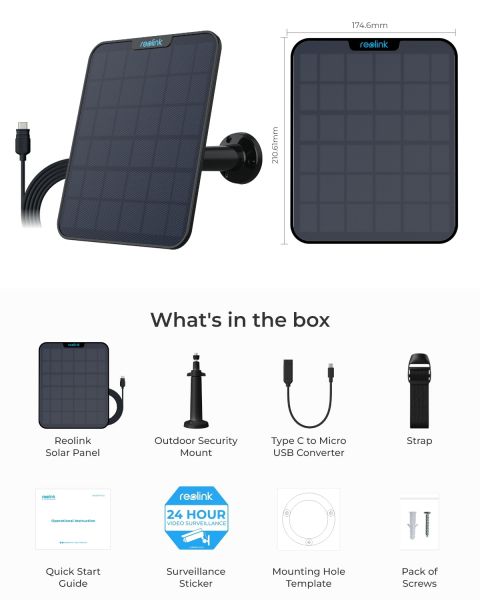   Reolink Solar Panel 2 Black -  3