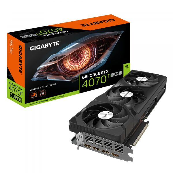  GF RTX 4070 Ti Super 16GB GDDR6X Windforce MAX OC Gigabyte (GV-N407TSWF3MAX OC-16GD) -  1