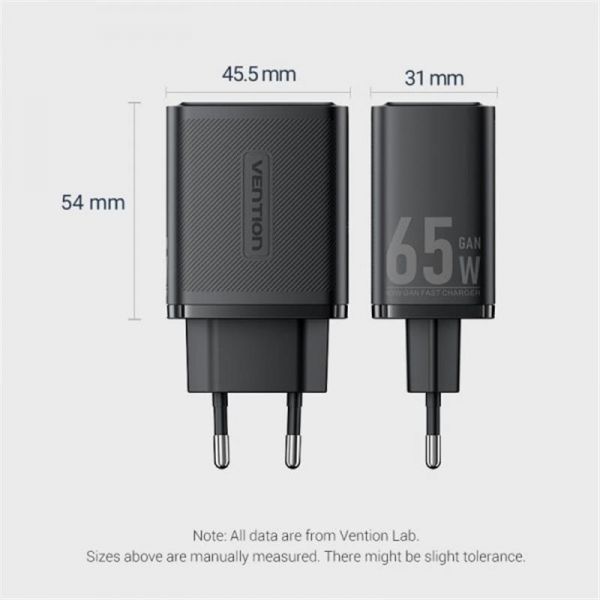    Vention GaN III PD 65W QC3.0 5A Black (FERB0-EU) -  3