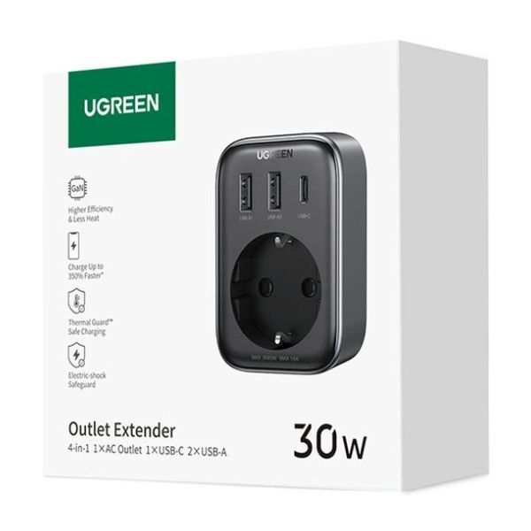   Ugreen CD314 30W Outlet Extender (2USB-A+USB-C) Black (90613) -  5