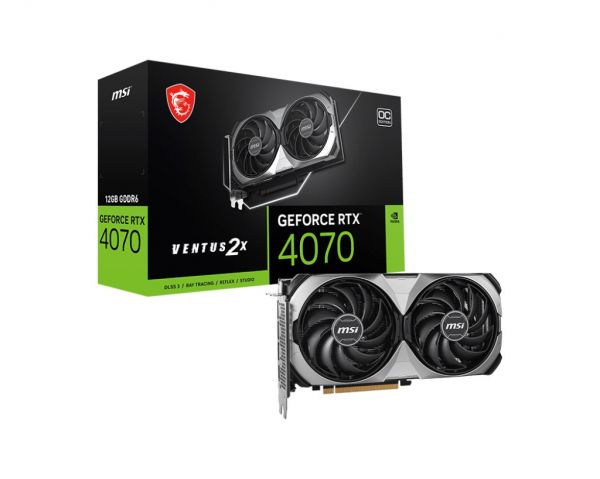  GF RTX 4070 12GB GDDR6 Ventus 2X E1 OC MSI (GeForce RTX 4070 VENTUS 2X E1 12G OC) -  1