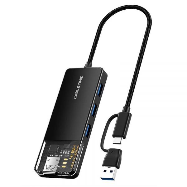  Cabletime USB C/A - 4 Port USB 3.0, 5Gbps, 0.15 m (CB05B) -  1