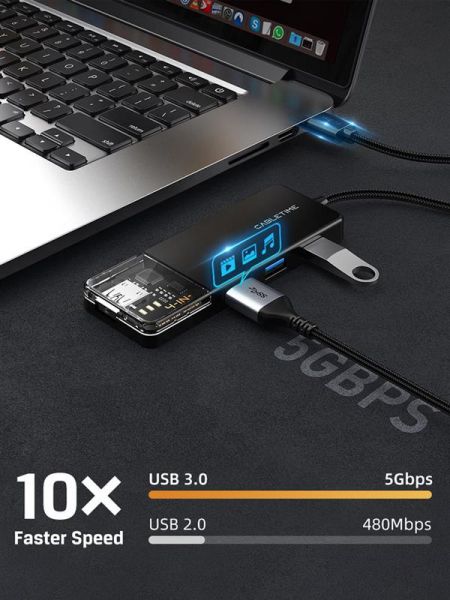  Cabletime USB C/A - 4 Port USB 3.0, 5Gbps, 0.15 m (CB05B) -  4