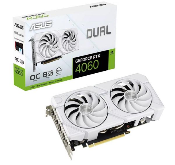  GF RTX 4060 8GB GDDR6 Dual Evo White OC Asus (DUAL-RTX4060-O8G-EVO-WHITE) -  1