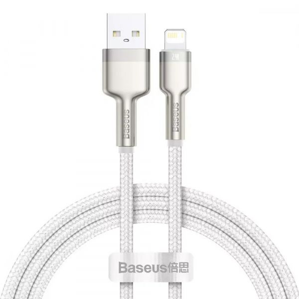  Baseus Cafule Metal USB-Lightning, 2.4A, 1 White (6953156202252) -  1