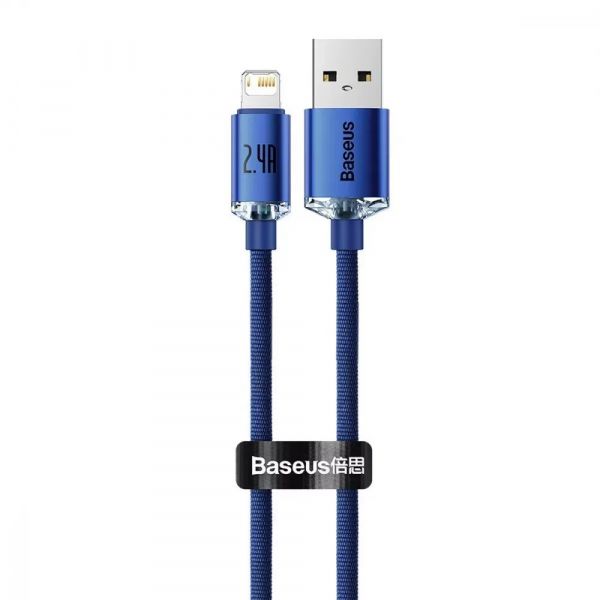  Baseus Crystal Shine USB-Lightning, 2.4A, 1.2 Blue (6932172602697) -  1