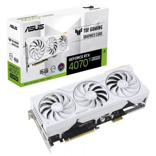  GF RTX 4070 Ti Super 16GB GDDR6X TUF Gaming BTF White Asus (TUF-RTX4070TIS-16G-BTF-WHITE) -  1