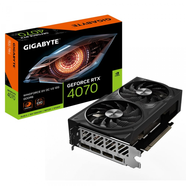  GF RTX 4070 12GB GDDR6 Windforce 2X OC V2 Gigabyte (GV-N4070WF2OCV2-12GD) -  1