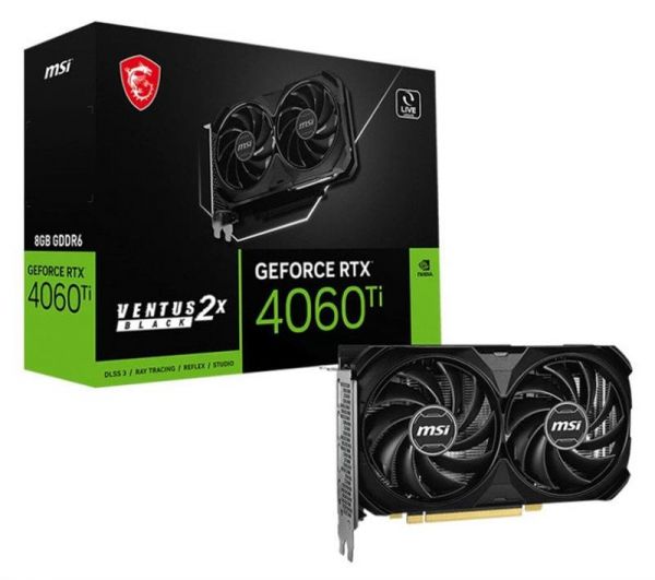  GF RTX 4060 Ti  8GB GDDR6 Ventus 2X Black E1 OC MSI (GeForce RTX 4060 Ti 8G VENTUS 2X BLACK E1 OC) -  1