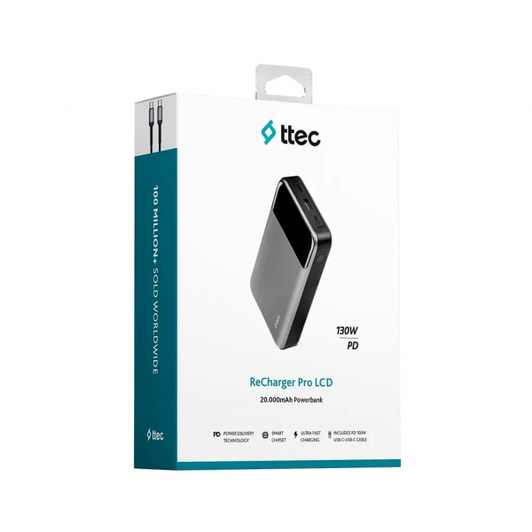  Ttec 20000mAh ReCharger Pro LCD PD 130W Space Gray (2BB218UG) -  6