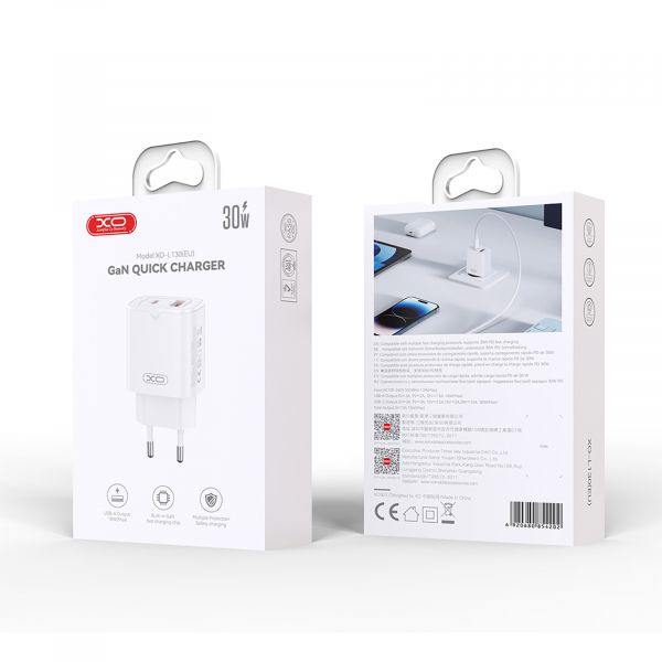    XO L130 (1USB-, 1USB, 3) PD, QC 3.0 White (L130.white) -  4