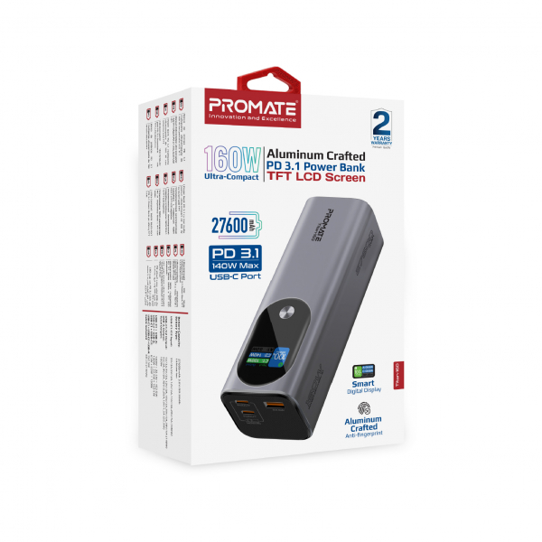    Promate Titan-160 140W 27600mAh Gray -  10