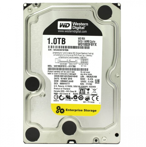  HDD SATA 1.0TB WD RE4 7200rpm 64MB (WD1003FBYX) Refurbished -  1