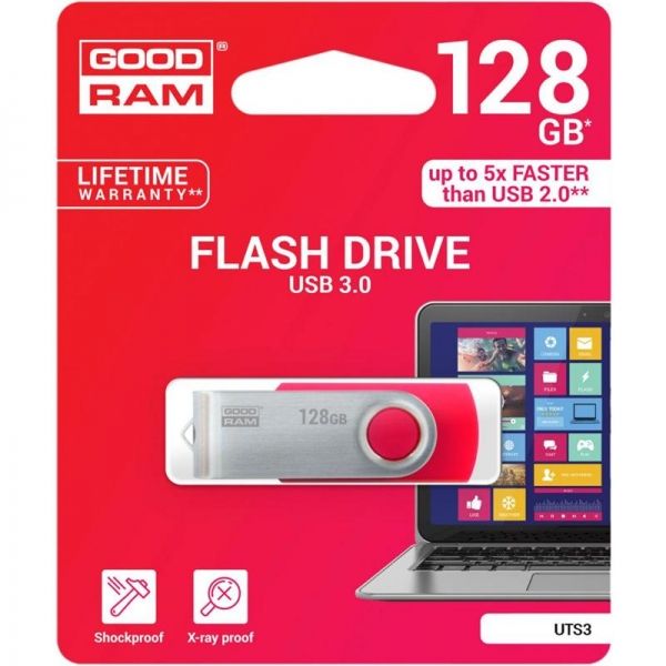 - USB3.0 128GB GOODRAM UTS3 (Twister) Red (UTS3-1280R0R11) -  3