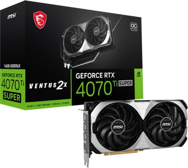  GF RTX 4070 Ti Super 16GB GDDR6X Ventus 2X OC MSI (GeForce RTX 4070 Ti SUPER 16G VENTUS 2X OC) -  1