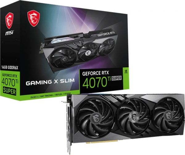  GF RTX 4070 Ti Super 16GB GDDR6X Gaming X Slim MSI (GeForce RTX 4070 Ti SUPER 16G GAMING X SLIM) -  1