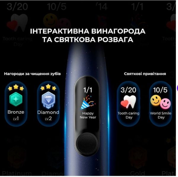    Oclean X Pro Digital Electric Toothbrush Dark Blue (6970810553482) -  9