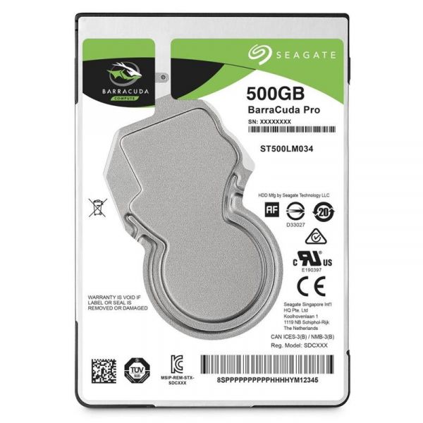  HDD 2.5" SATA  500GB Seagate BarraCuda Pro 7200rpm 128MB (ST500LM034) Refurbished -  1