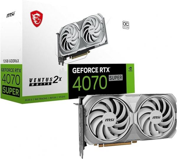  GF RTX 4070 12GB GDDR6X Ventus 2X White OC MSI (GeForce RTX 4070 VENTUS 2X WHITE 12G OC) -  1