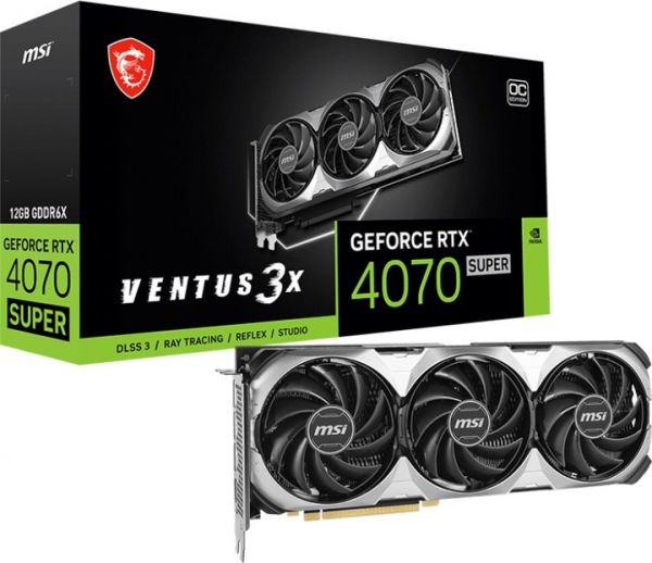  GF RTX 4070 Super 12GB GDDR6X Ventus 3X OC MSI (GeForce RTX 4070 SUPER 12G VENTUS 3X OC) -  1