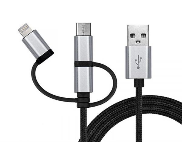  REAL-EL Premium USB2.0 AM-3in1 Lightning/microUSB/USB-C 1m,  -  2