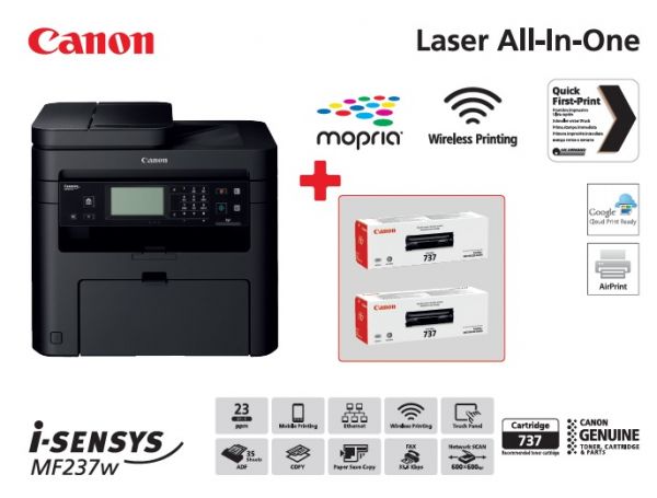  Canon i-SENSYS MF237w c Wi-Fi (1418C170AA) + 2  Canon 737 -  2