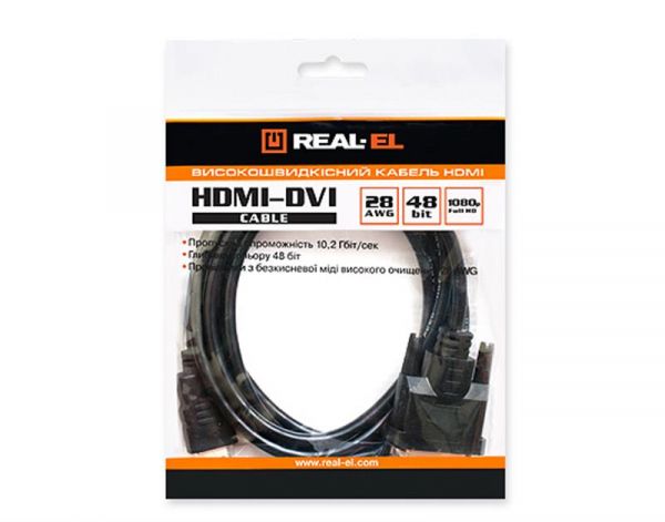  REAL-EL HDMI - DVI, (M/M), 1.8 , Black (EL123500013) -  3