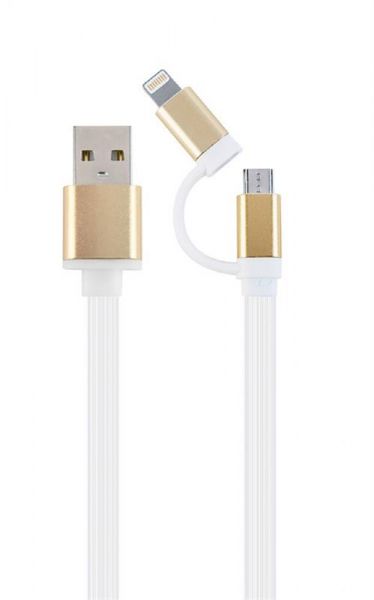  Cablexpert (CC-USB2-AM8PmB-1M-GD), USB2.0 BM - Lightning/Micro USB, 1,  -  1