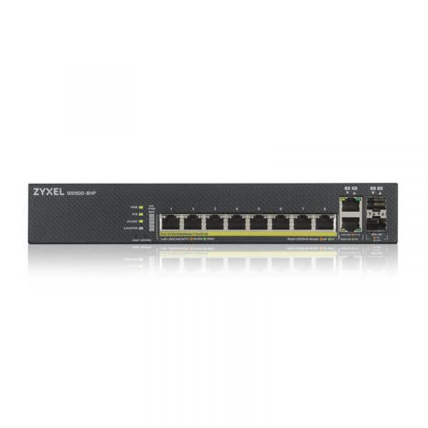  ZYXEL GS1920-8HPV2 (8xGE PoE+, 2xGE/SFP, Max PoE 130W, Smart, NebulaFlex) -  2