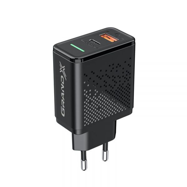    Grand-X Quick Charge 3.0 (1USB, 1TypeC, 18W) Black (CH-880) -  4