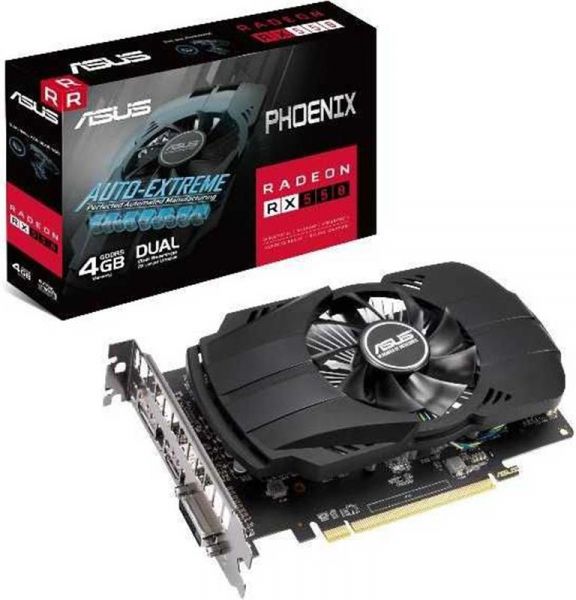  Radeon RX 550, Asus, PHOENIX, 4Gb DDR5, 128-bit, DVI-D/HDMI/DP, 1183/6000MHz (PH-RX550-4G-EVO) -  1