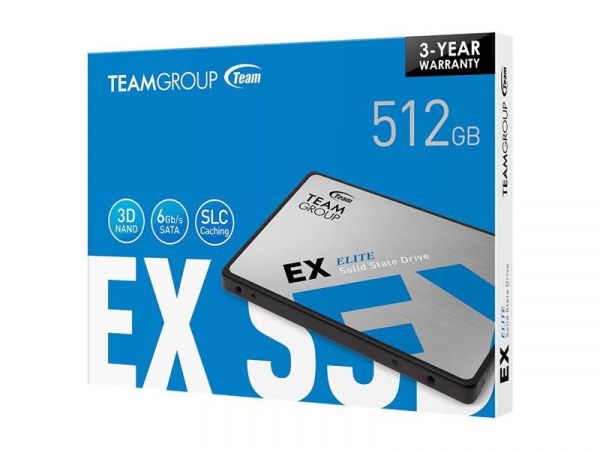   512Gb, Team EX2, SATA3, 2.5", 3D TLC, 550/520 MB/s (T253E2512G0C101) -  3