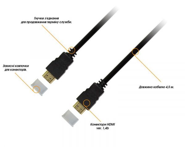  Piko HDMI - HDMI V 1.4, (M/M), 4.5 , Black (1283126474026) -  1