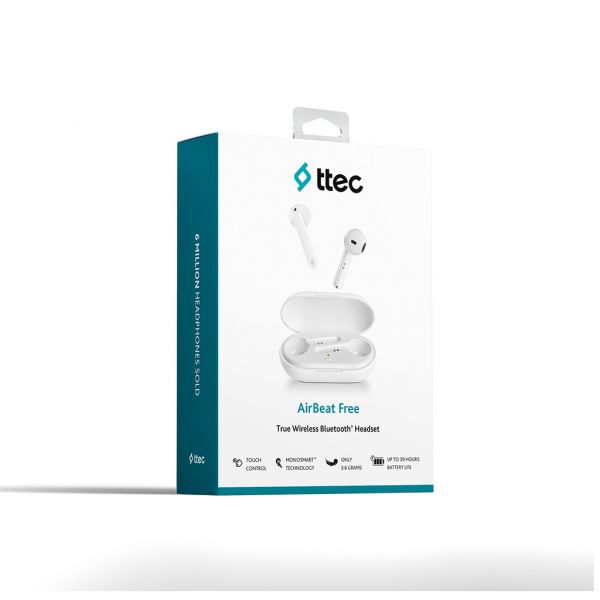  Ttec AirBeat Free True Wireless Headsets White (2KM133B) -  7