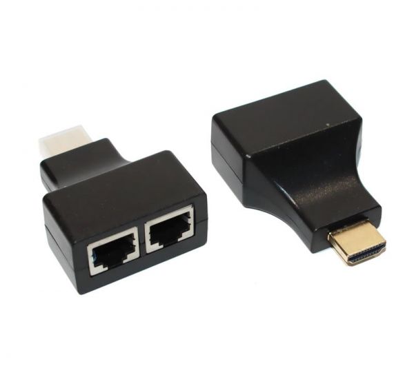  Voltronic HDMI - 2RJ-45 (M/F), Black (YT-SCPE HDMI/2P-30m720P/08516) -  1