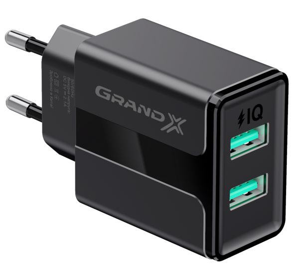  - USB 220 Grand-X 5V 2,1A USB Black (CH-15)     -  1