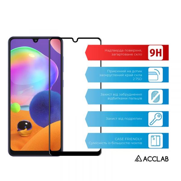   ACCLAB Full Glue  Samsung Galaxy A31 SM-A315 Black (1283126508578) -  2