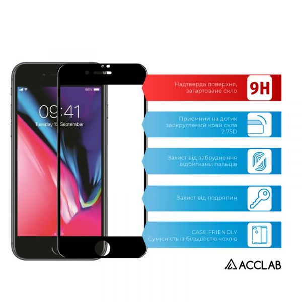   ACCLAB Full Glue  Apple iPhone SE 2020/8/7 Black (1283126508172) -  2