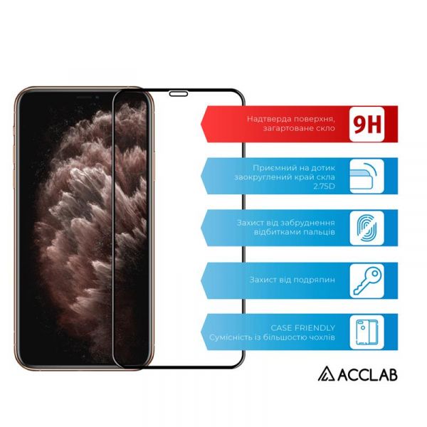   ACCLAB Full Glue  Apple iPhone 11 Pro Max/XS Max Black (1283126508202) -  2