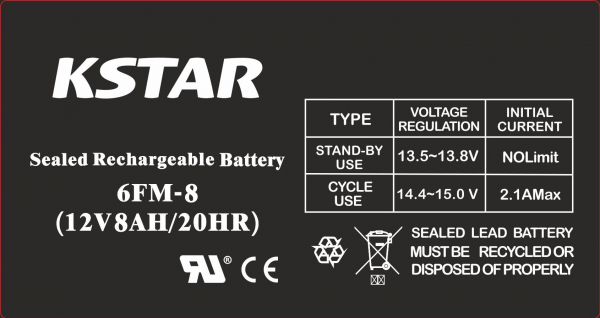      KSTAR 12V 8.0AH (6-FM-8) AGM -  2