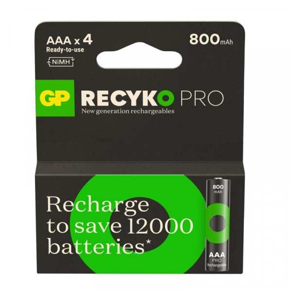  GP Recyko Pro Eco AAA/HR03 NI-MH 800mAh Box 4  -  1