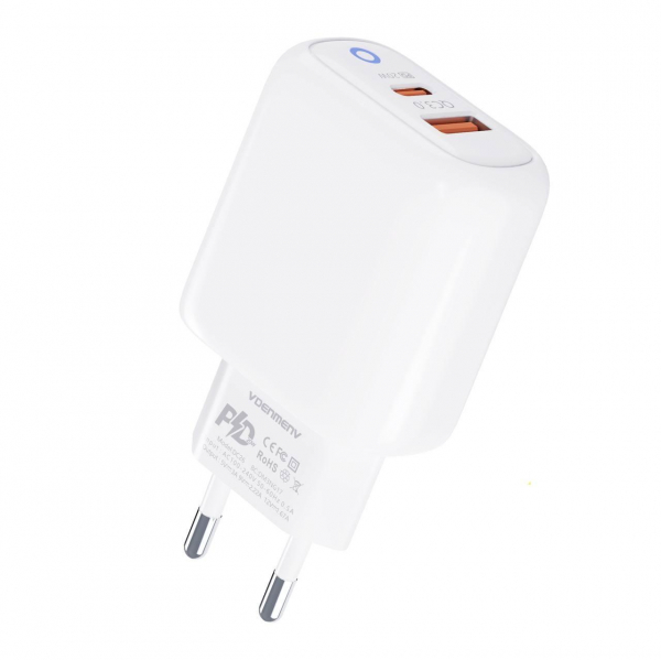    Denmen DC26 (2USB) PD20W+QC3.0 White (DC26-WH) -  1