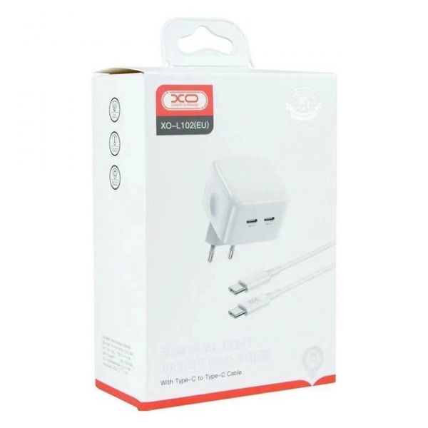    XO L102 (2USB-C3A) QC3.0 White (XO-L102c-WH) +  USB Type-C -  4