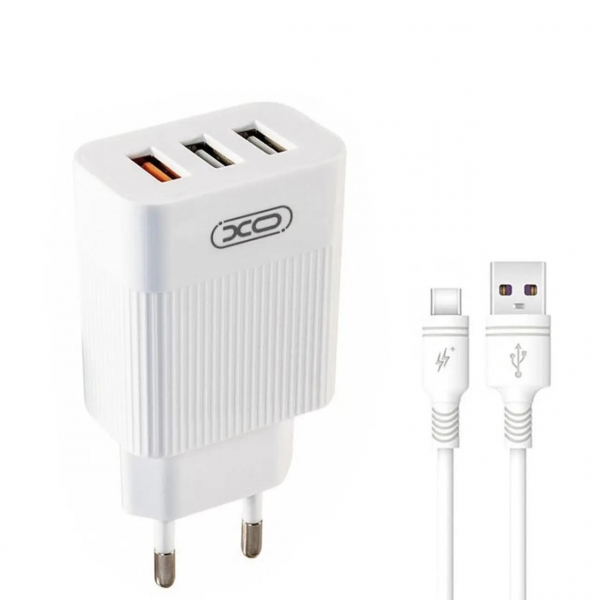    XO L72 (1USB3A, 2USB2.4A) White (L72-TC-WH) +  USB Type-C -  1