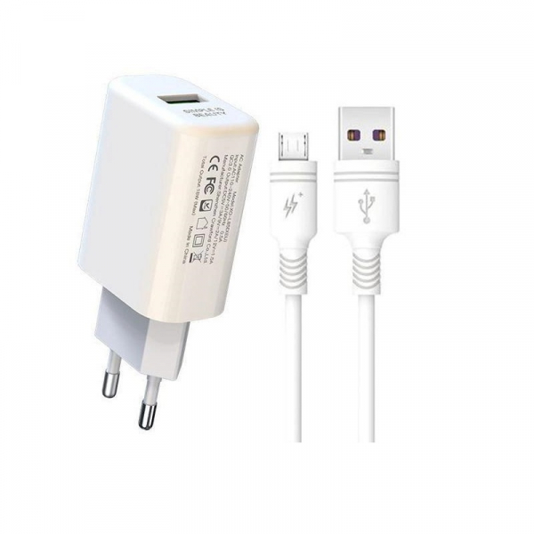    XO L85 (1USB3A) QC3.0 White (XO-L85m-WH) +  microUSB -  1