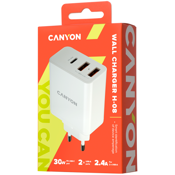    Canyon (2USB, 2.4A) White (CNE-CHA08W) -  3