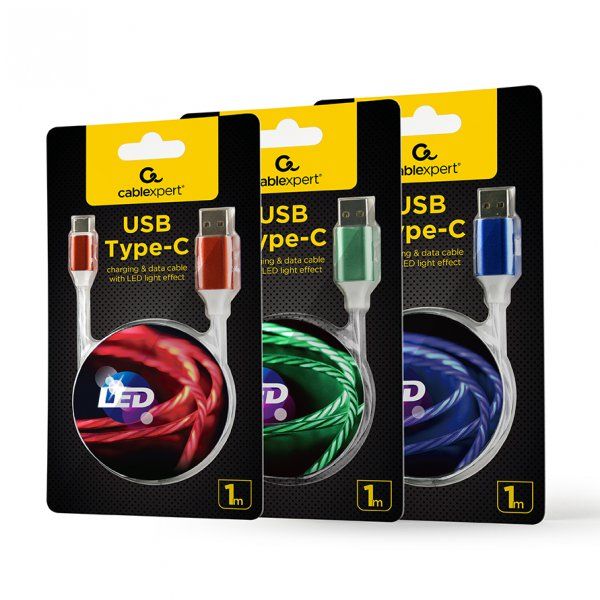    USB 2.0 A-/C-, 1 , , 2  (10 ) Cablexpert CC-USB-CMLED-1M -  7