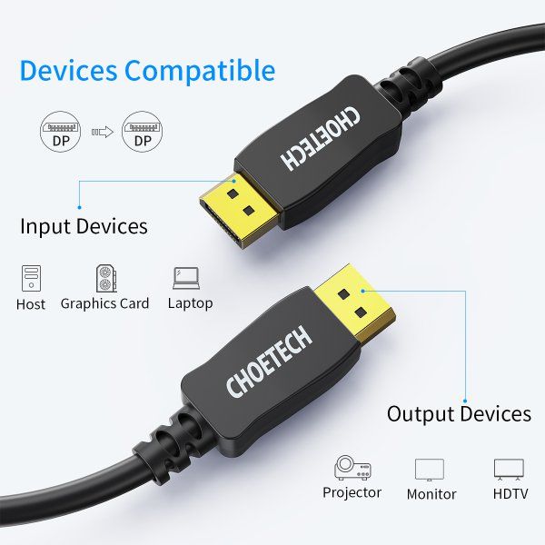  DisplayPort V1.4, 8K 60Hz, 2  Choetech XDD01-BK -  4