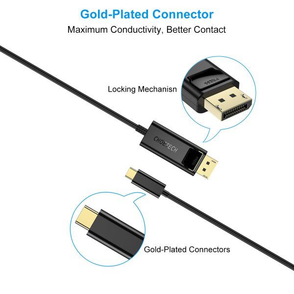  USB-C  DisplayPort, 4K 60 , 1,8  Choetech XCP-1801BK -  6